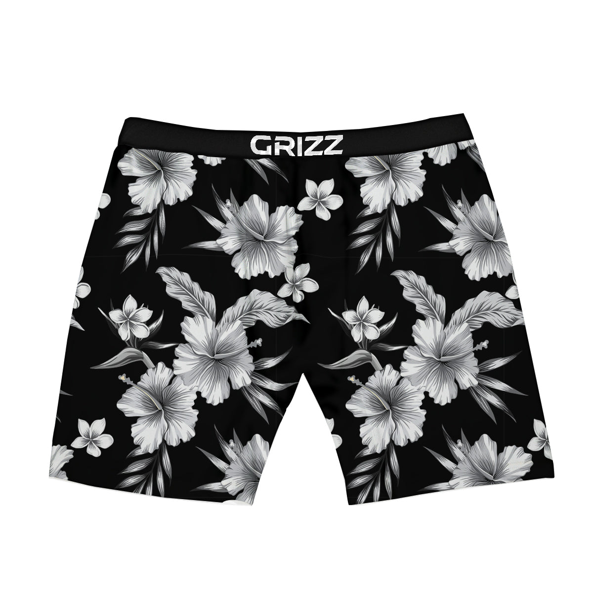 Frangipani White And Black Print Pattern Boxer Briefs-grizzshop