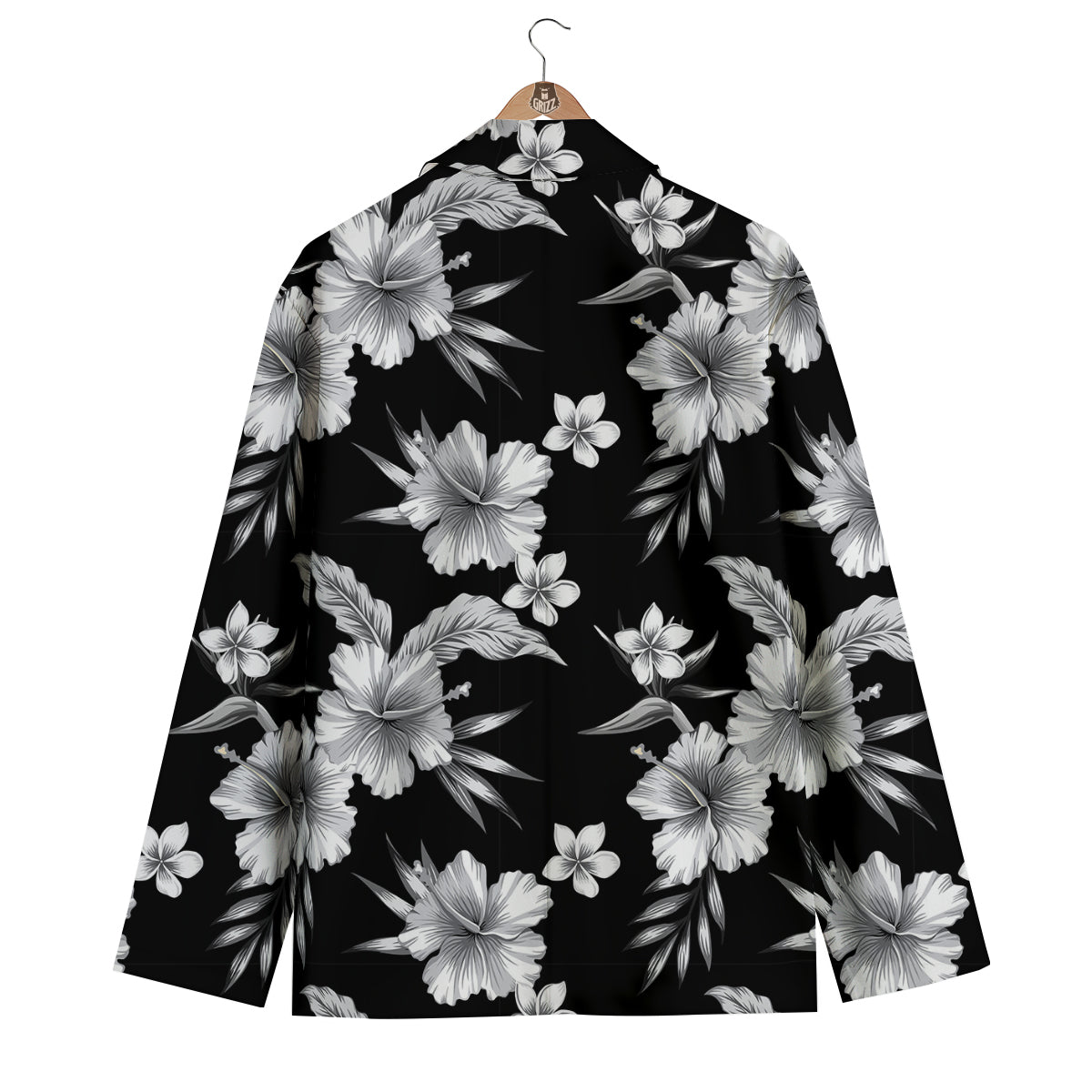 Frangipani White And Black Print Pattern Men's Blazer-grizzshop