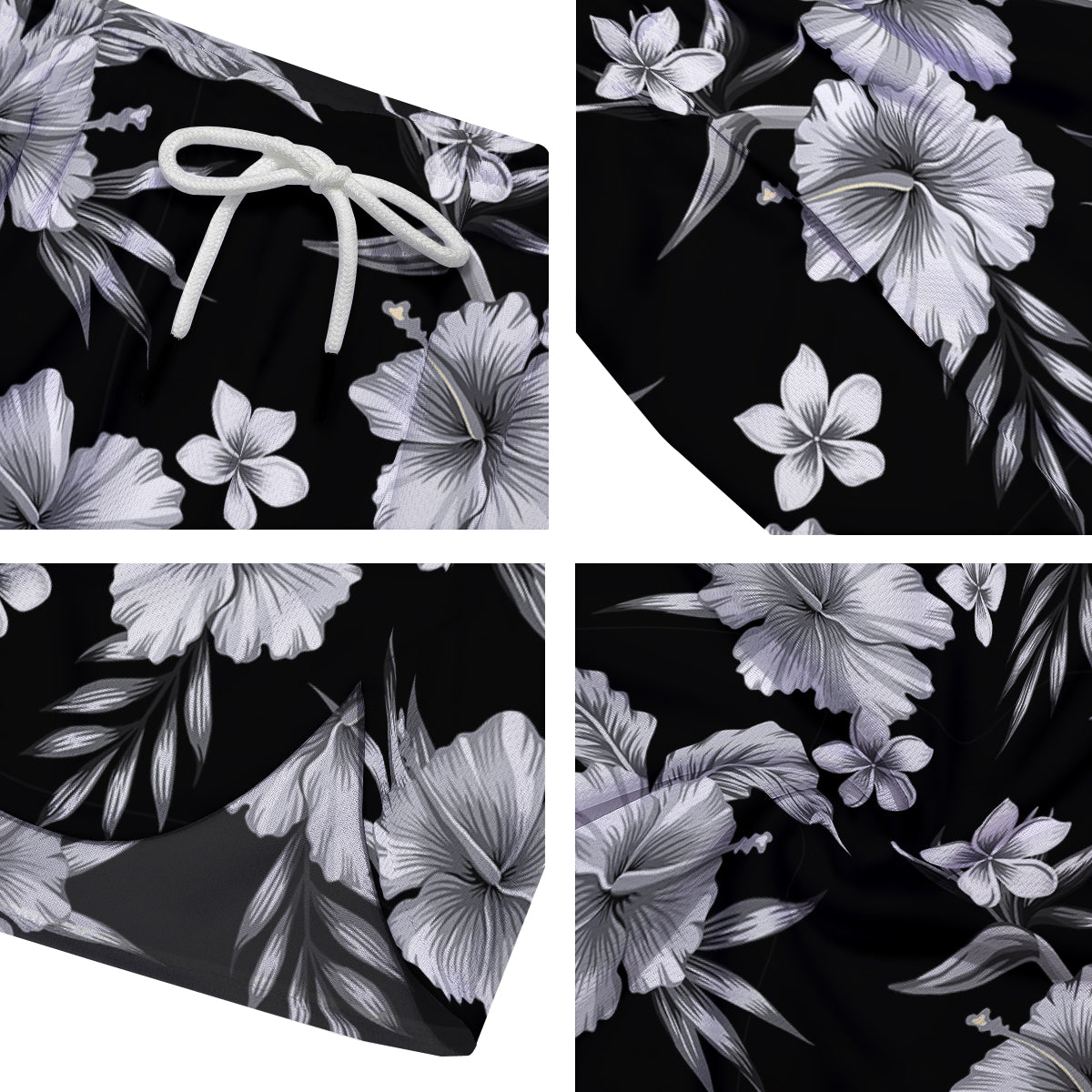 Frangipani White And Black Print Pattern Men's Running Shorts-grizzshop