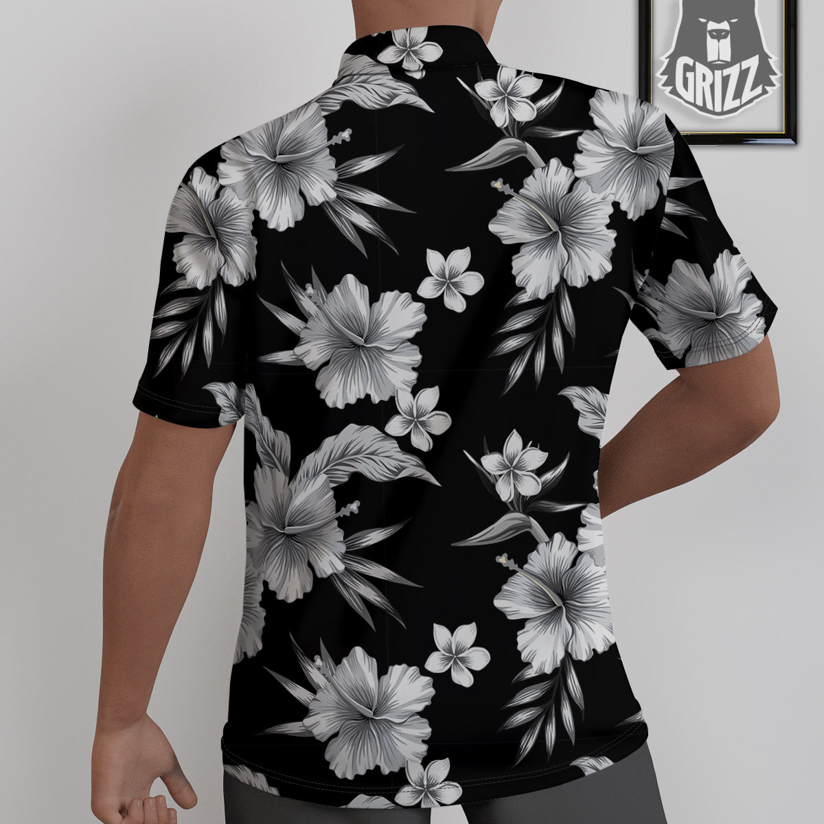 Frangipani White And Black Print Pattern Untucked Shirts-grizzshop