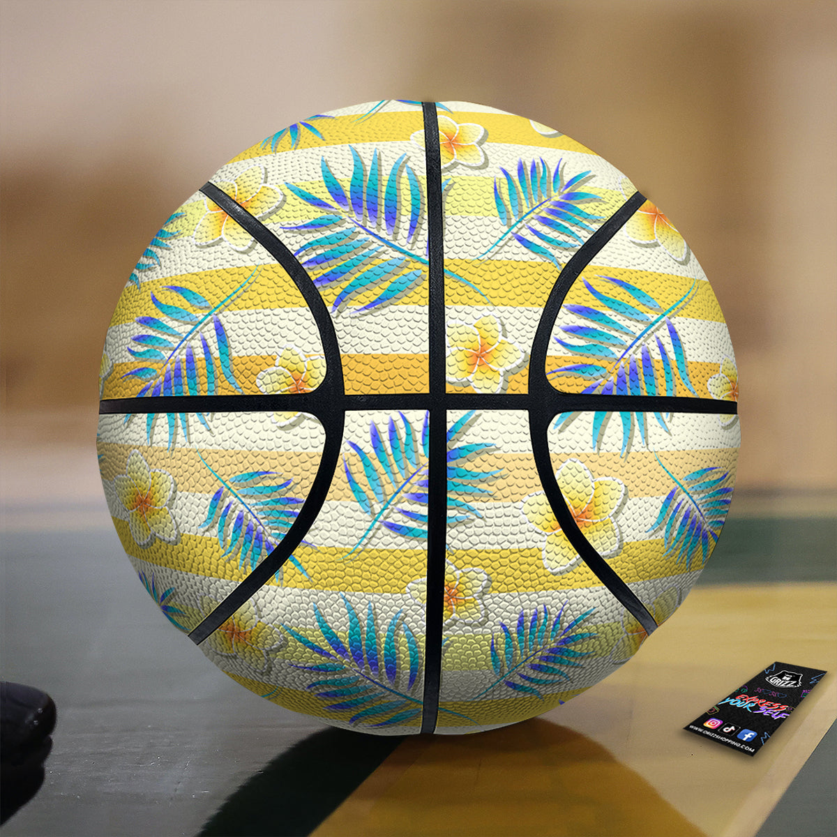 Frangipani Yellow Print Pattern Basketball