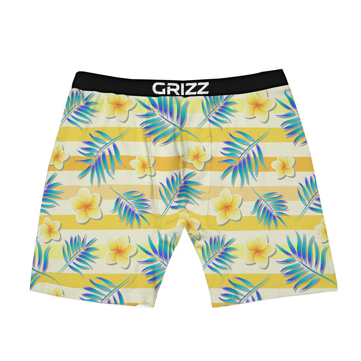 Frangipani Yellow Print Pattern Boxer Briefs-grizzshop