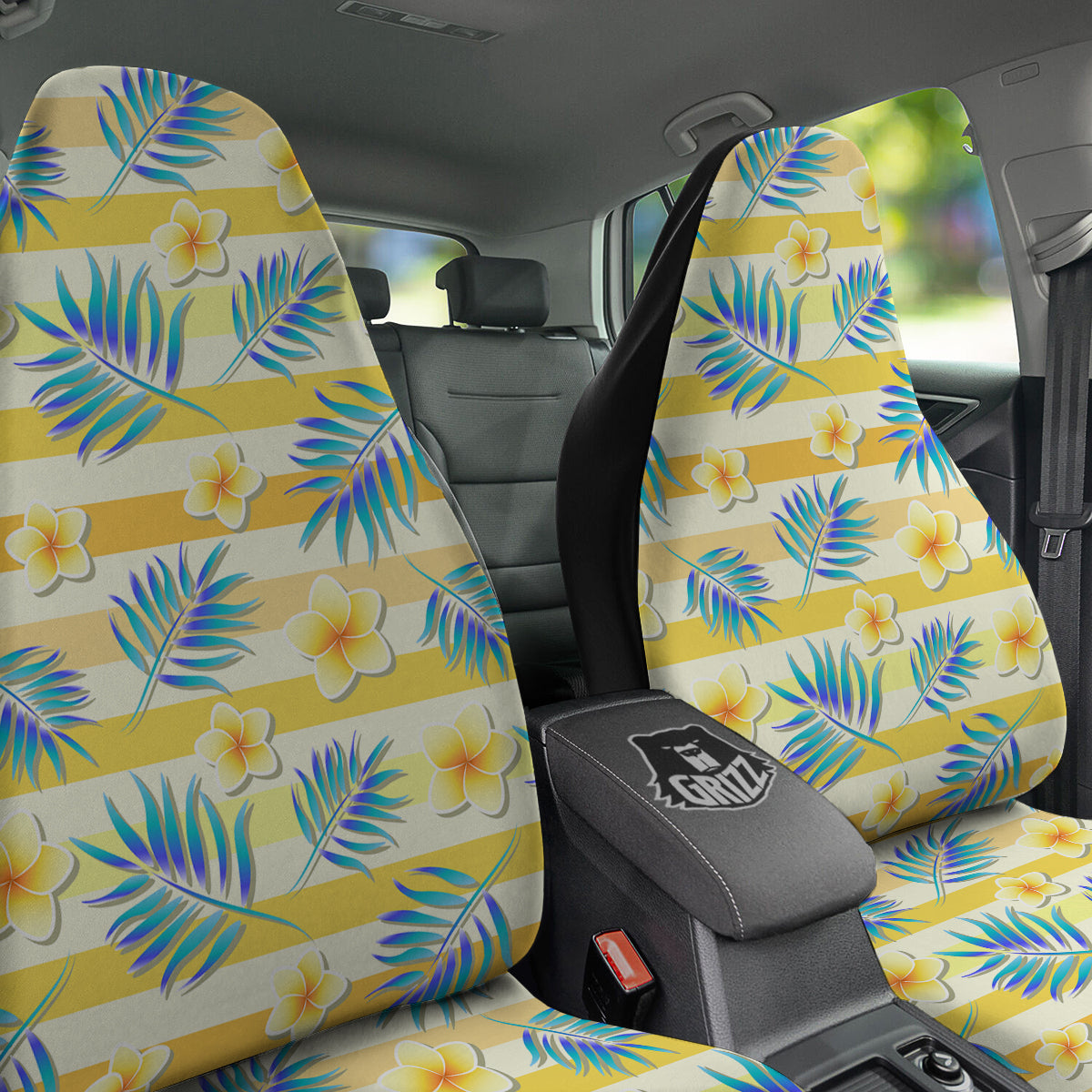 Frangipani Yellow Print Pattern Car Seat Covers-grizzshop