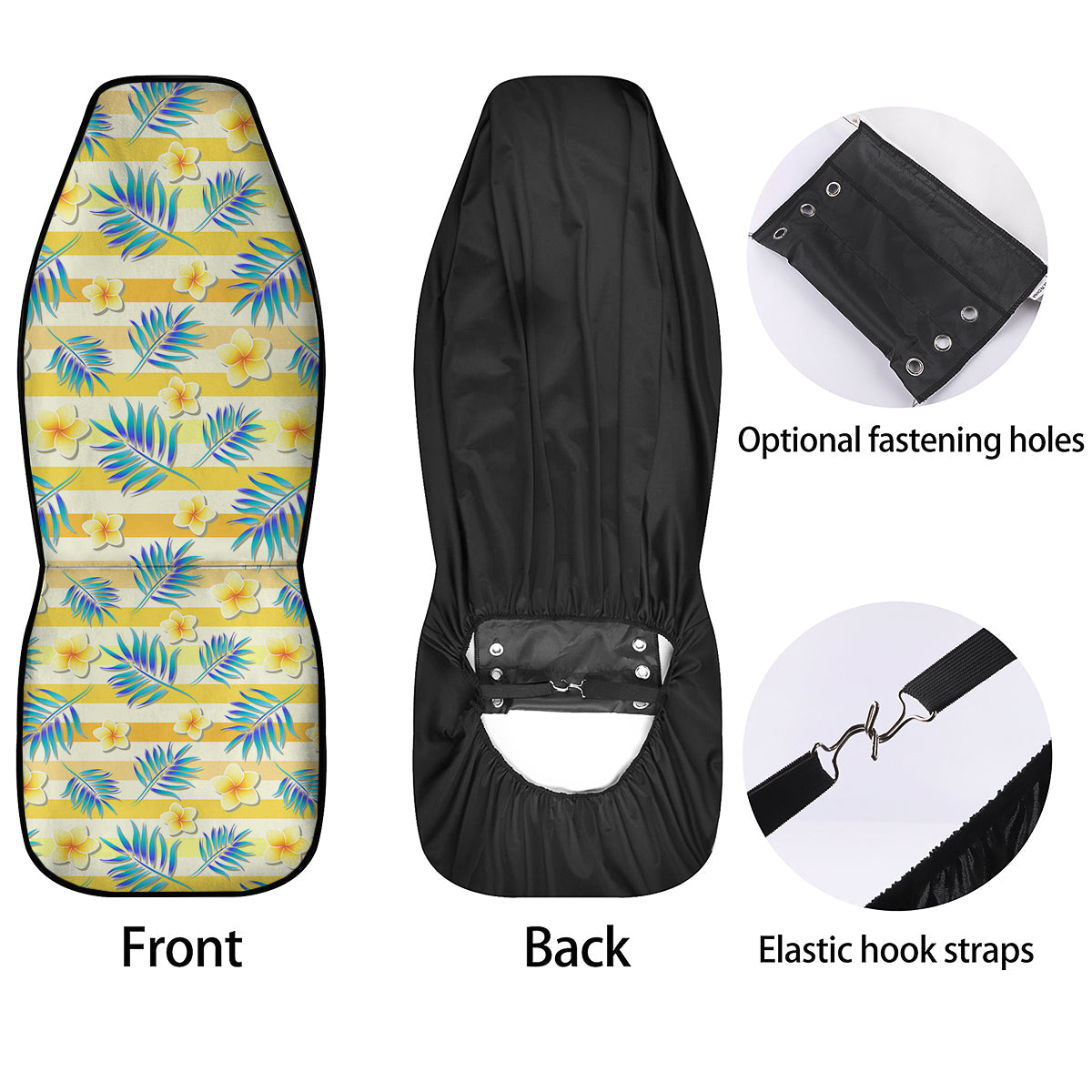 Frangipani Yellow Print Pattern Car Seat Covers-grizzshop