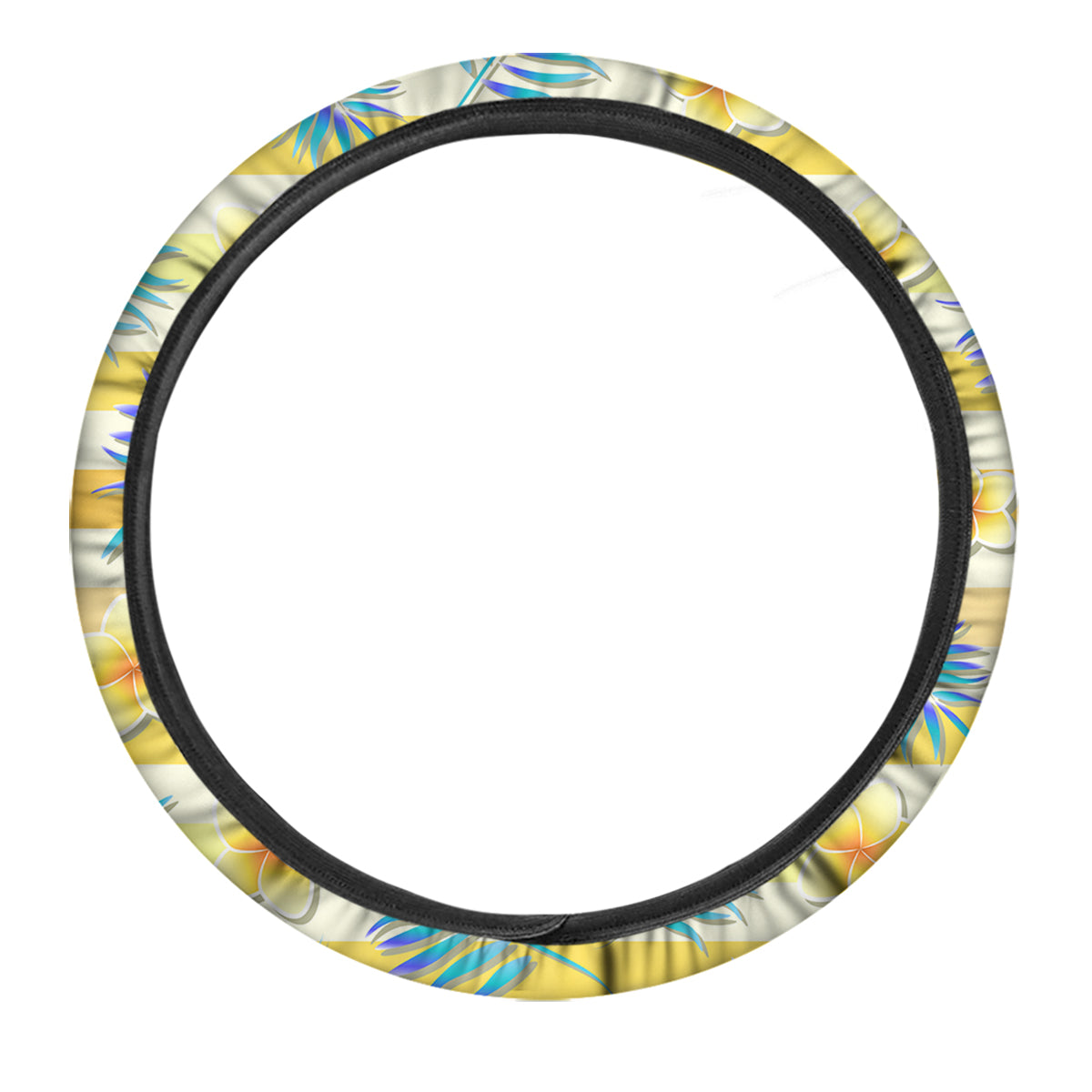 Frangipani Yellow Print Pattern Car Steering Wheel Cover-grizzshop