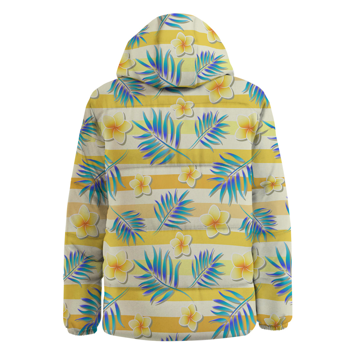 Frangipani Yellow Print Pattern Down Jacket-grizzshop