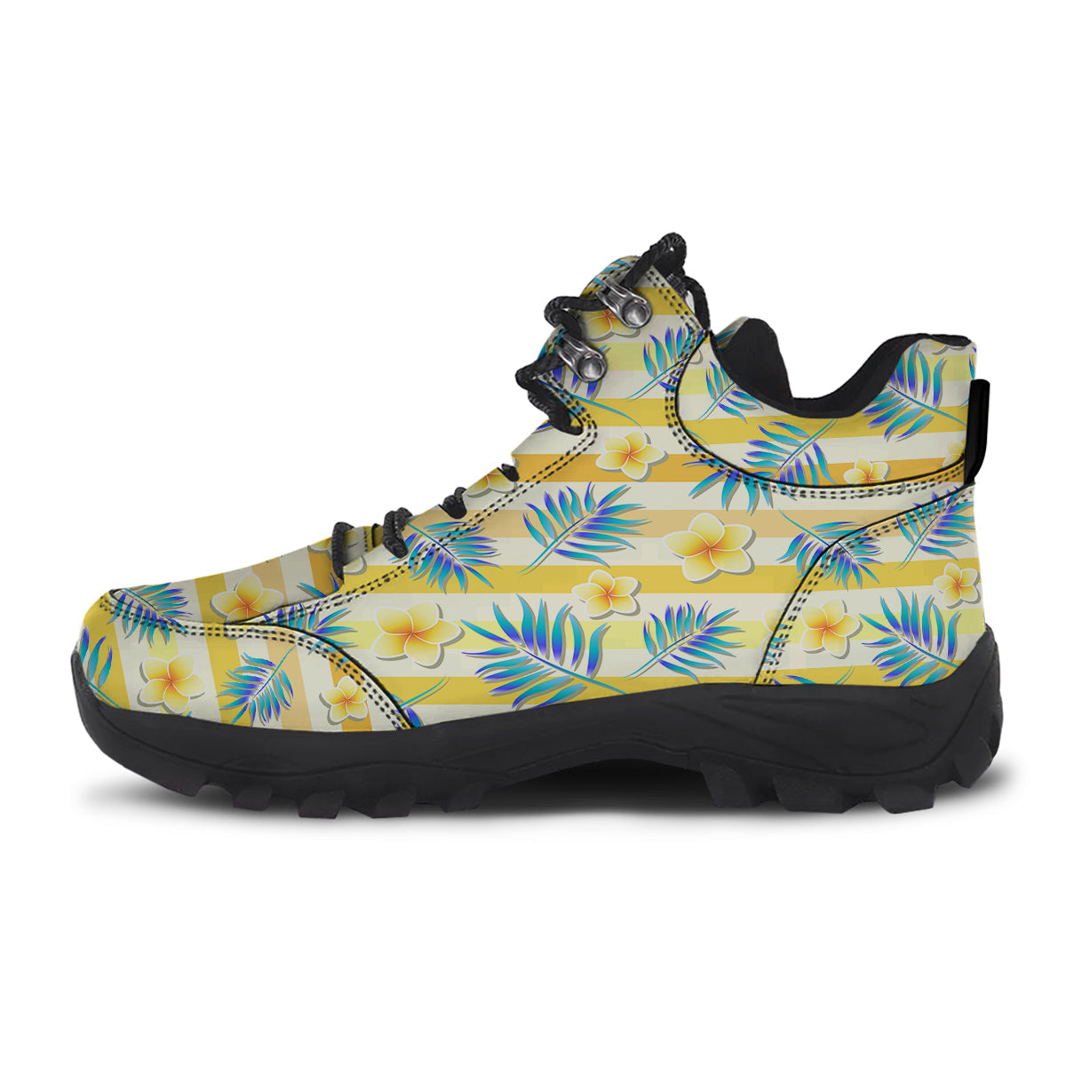 Frangipani Yellow Print Pattern Hiking Shoes-grizzshop