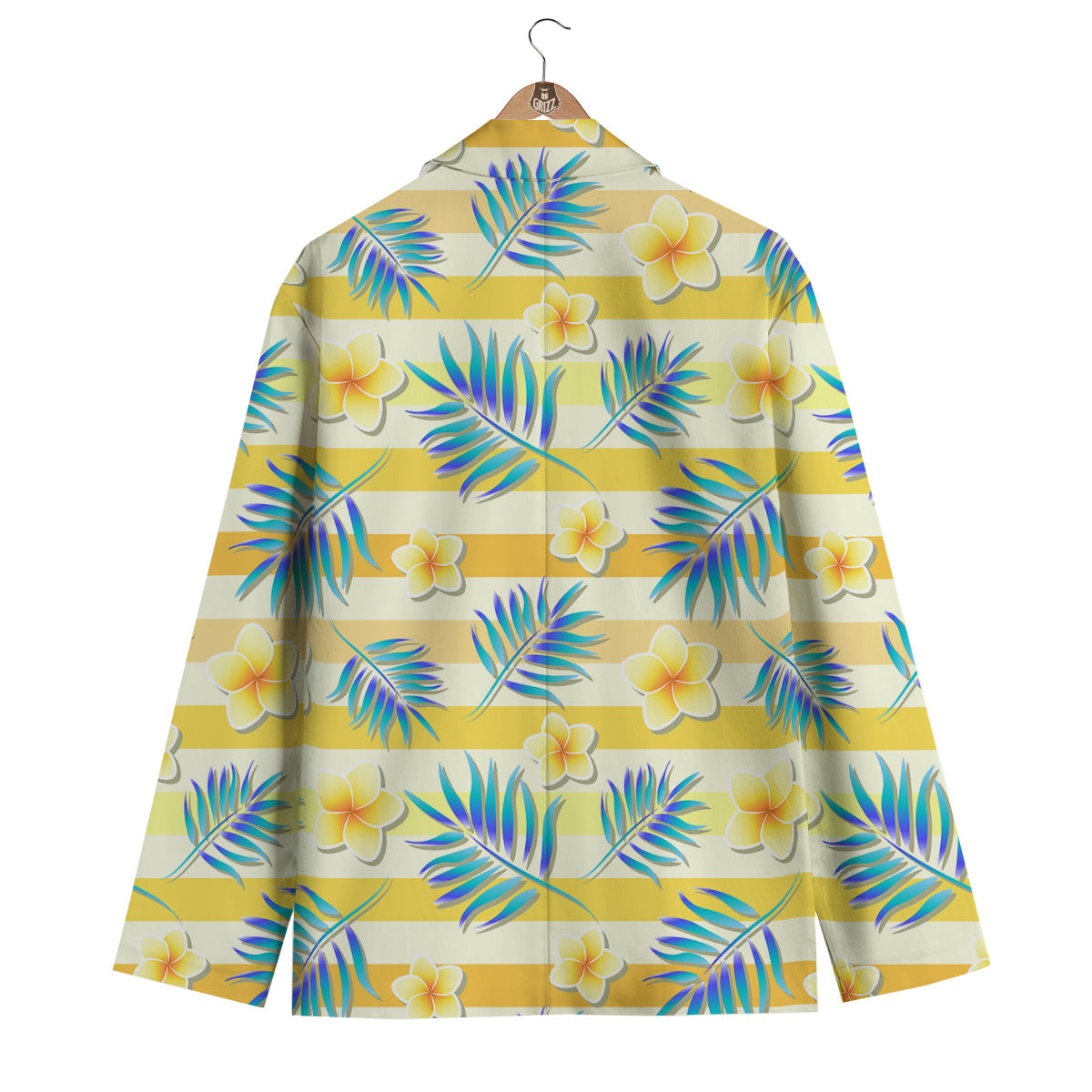 Frangipani Yellow Print Pattern Men's Blazer-grizzshop