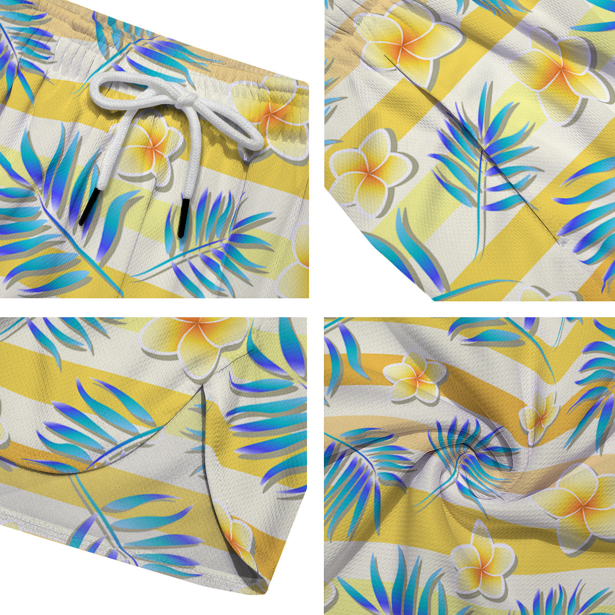 Frangipani Yellow Print Pattern Men's Running Shorts-grizzshop