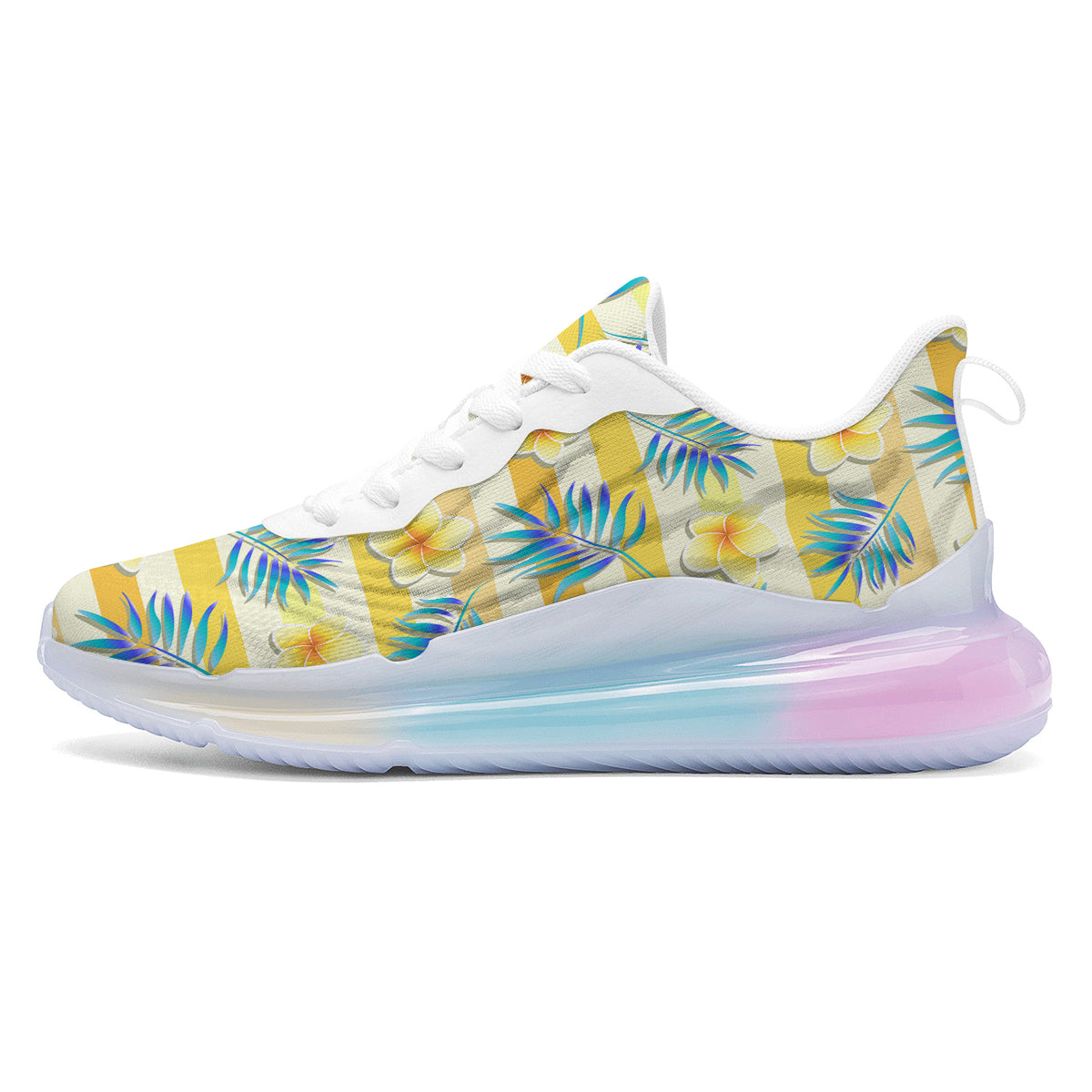 Frangipani Yellow Print Pattern Running Sneakers-grizzshop