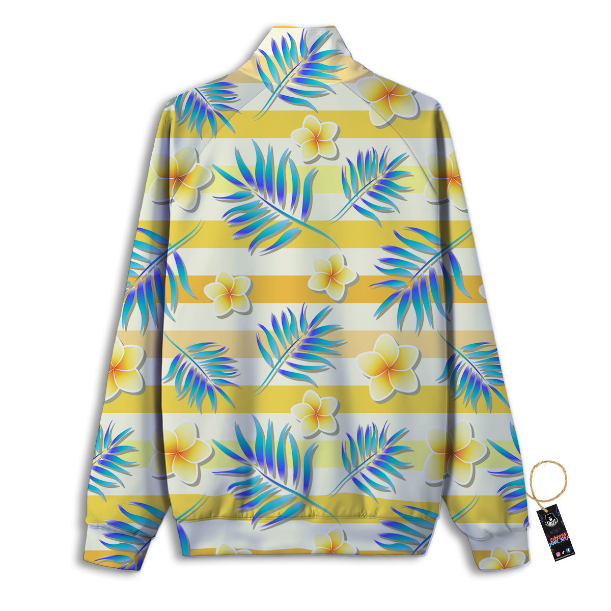 Frangipani Yellow Print Pattern Track Jacket-grizzshop