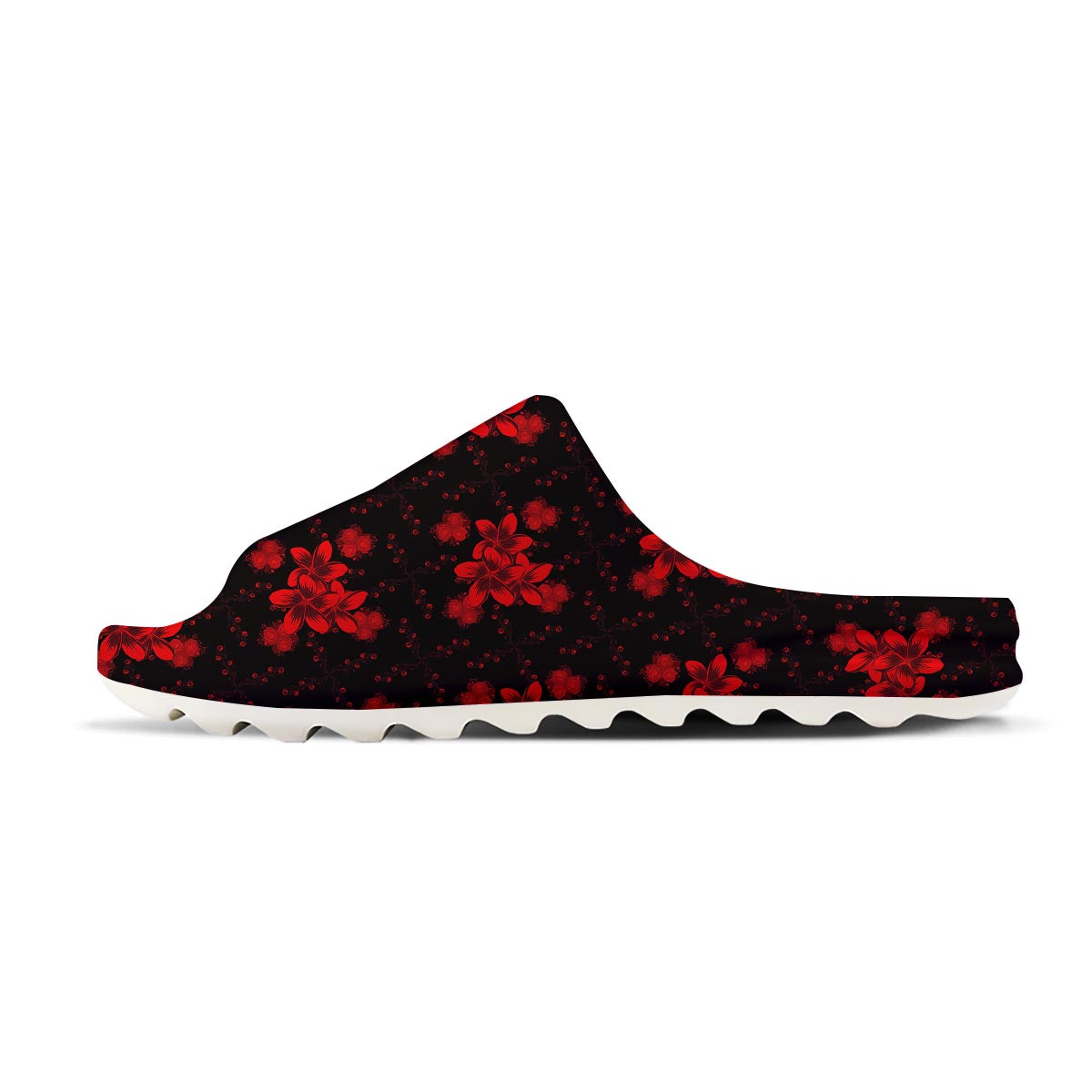 Frangipani Black And Red Print Pattern Sandals-grizzshop