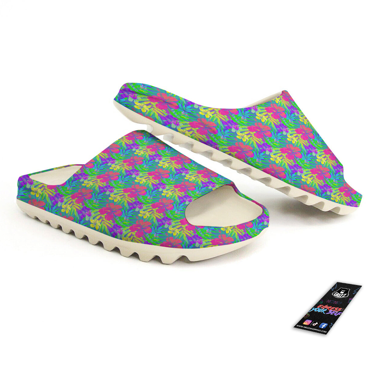 Frangipani Colorful Print Pattern Sandals-grizzshop