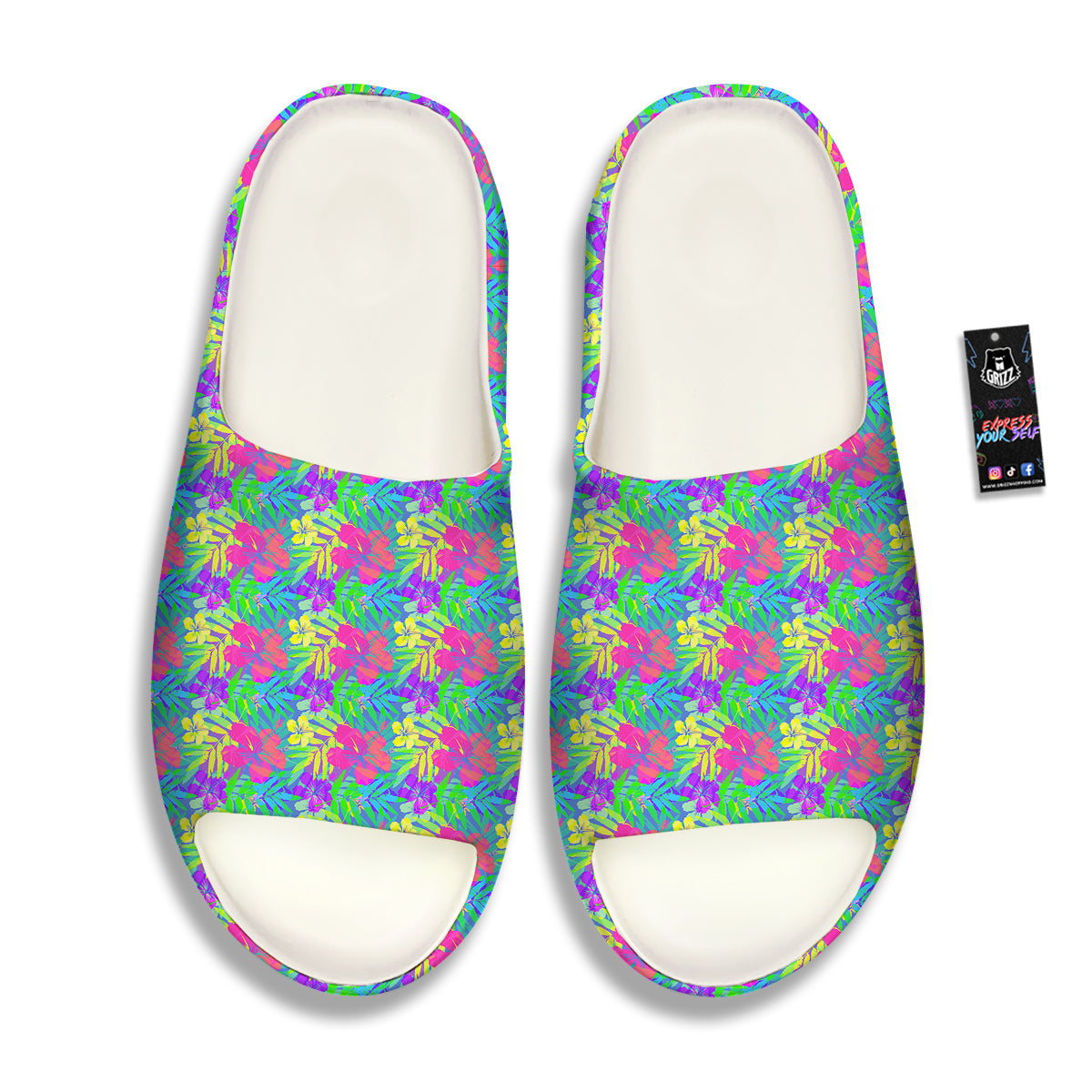 Frangipani Colorful Print Pattern Sandals-grizzshop