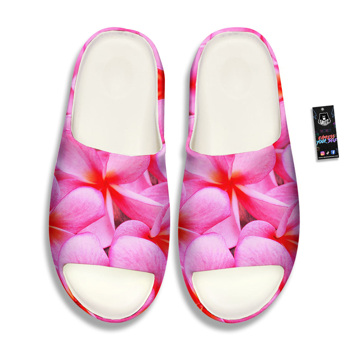 Frangipani Flower Pink Print Sandals-grizzshop