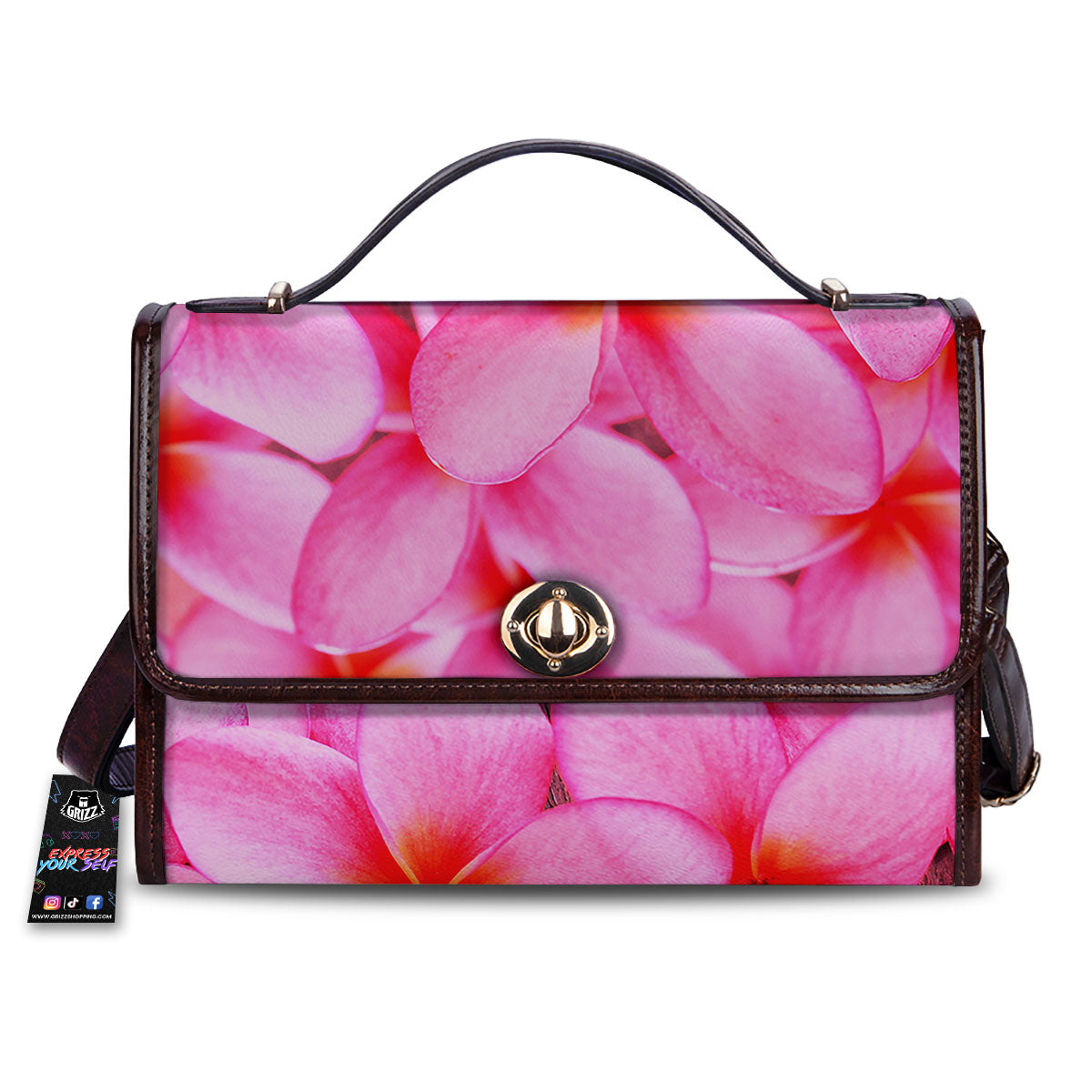 Frangipani Flower Pink Print Women's Satchel Bag