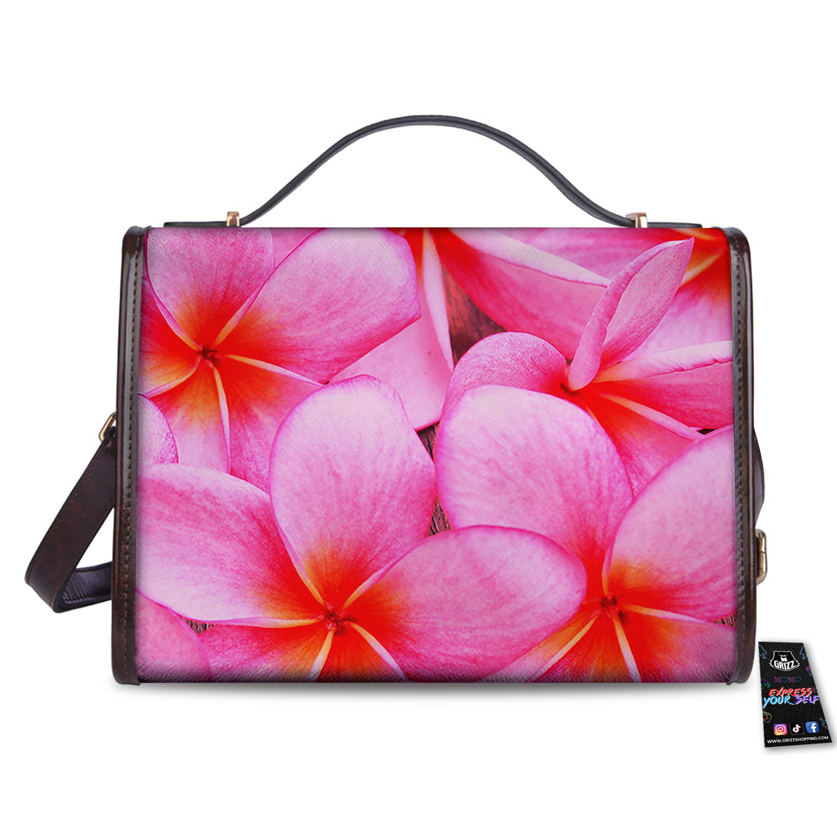 Frangipani Flower Pink Print Women's Satchel Bag