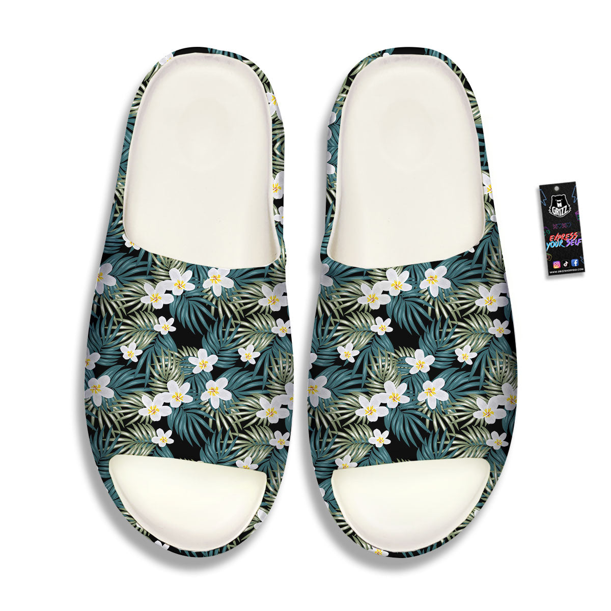 Frangipani Flower Print Pattern Sandals-grizzshop
