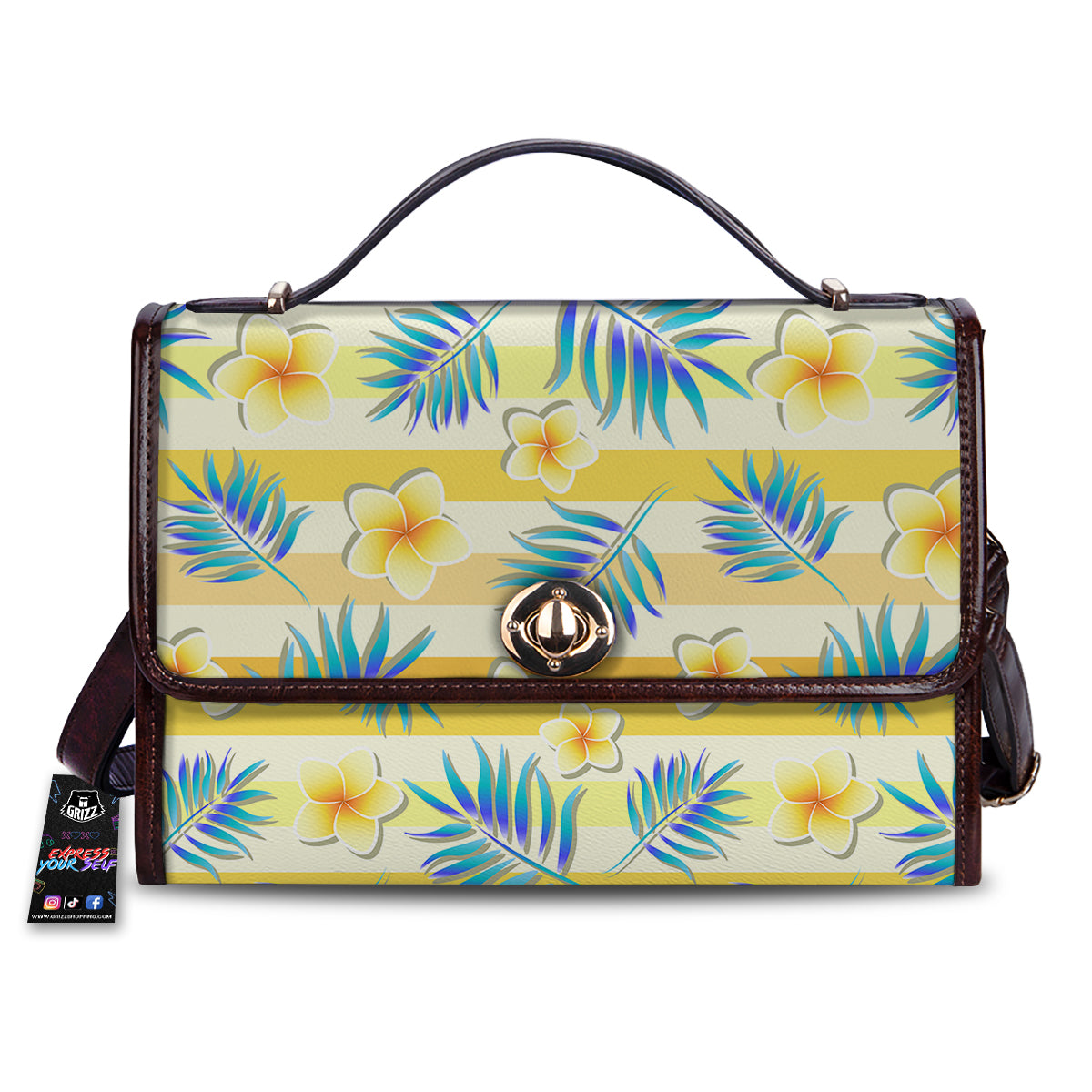 Frangipani Yellow Print Pattern Women's Satchel Bag