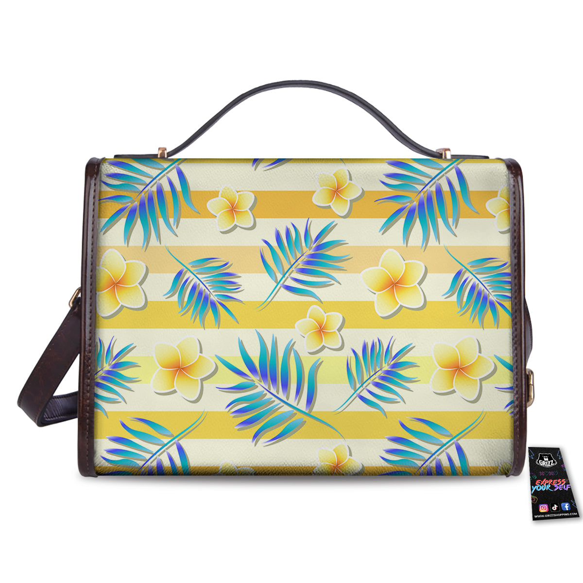 Frangipani Yellow Print Pattern Women's Satchel Bag