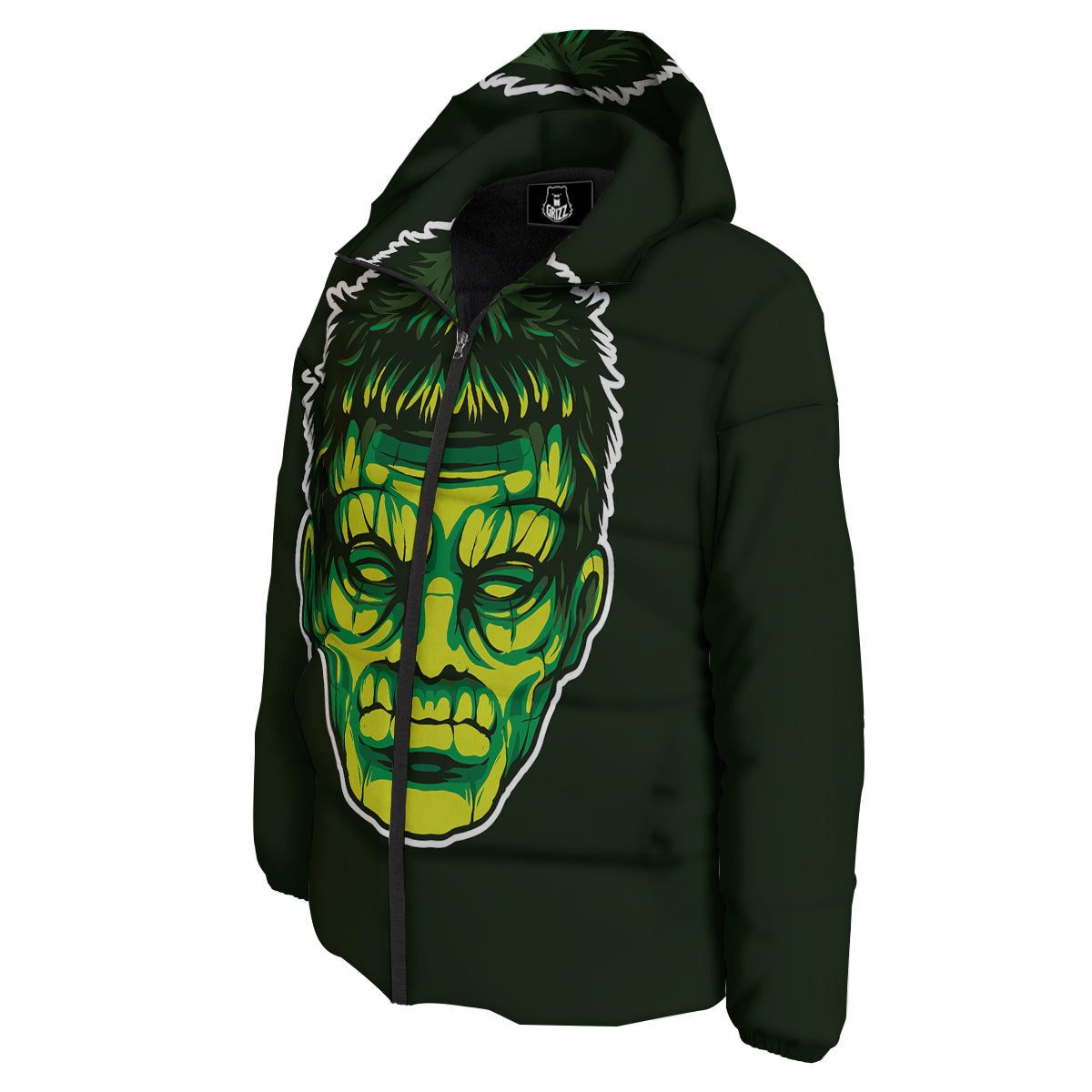 Frankenstein Cartoon Print Down Jacket-grizzshop