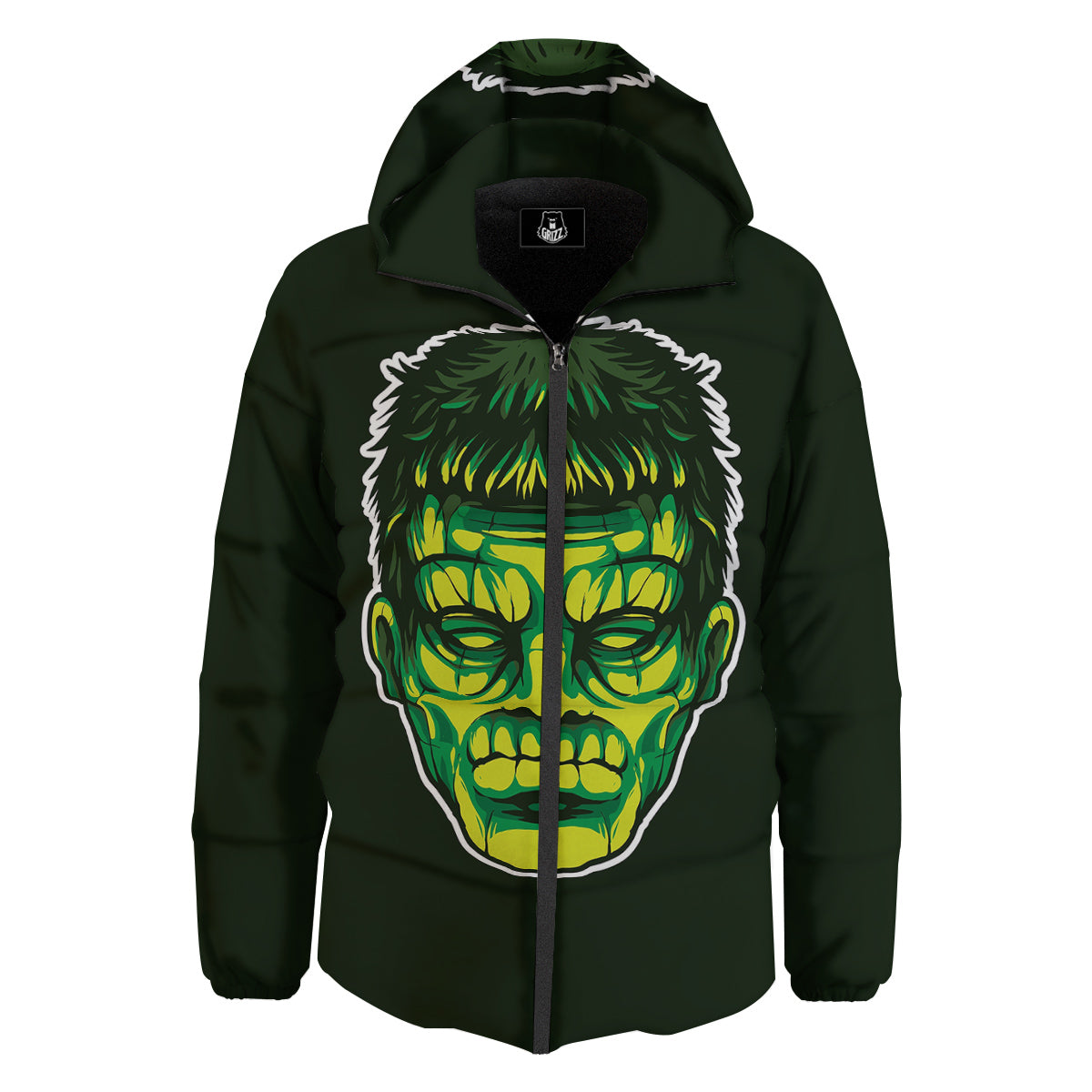 Frankenstein Cartoon Print Down Jacket-grizzshop