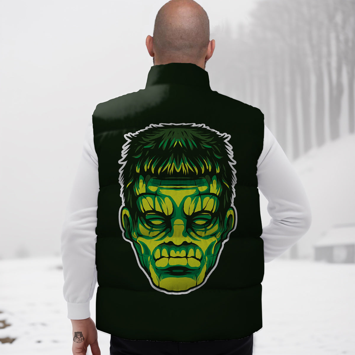 Frankenstein Cartoon Print Down Vest
