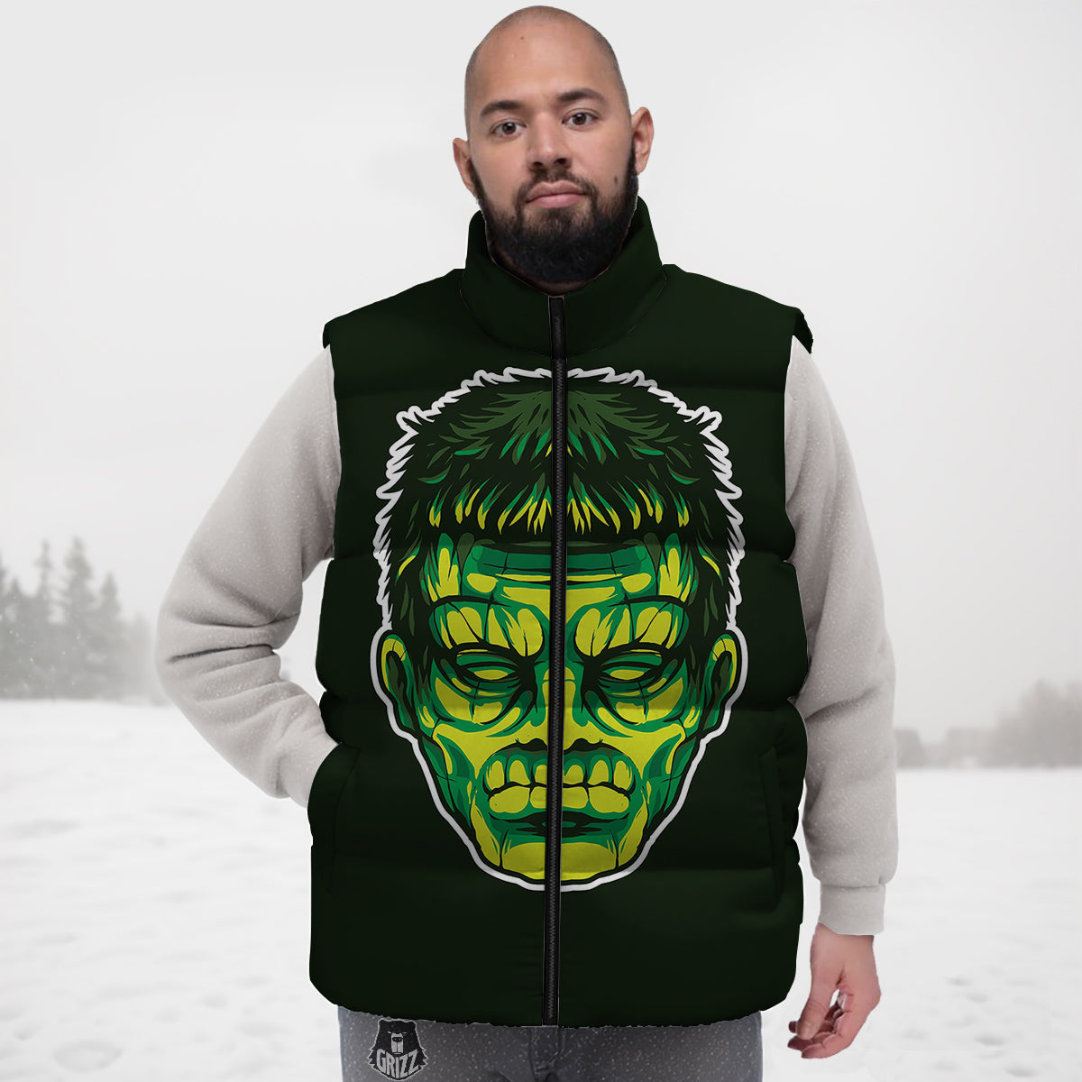 Frankenstein Cartoon Print Down Vest