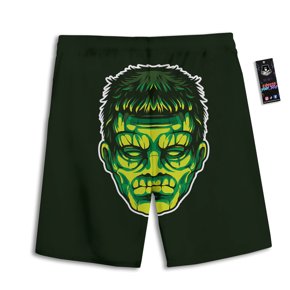 Frankenstein Cartoon Print Men's Athletic Shorts
