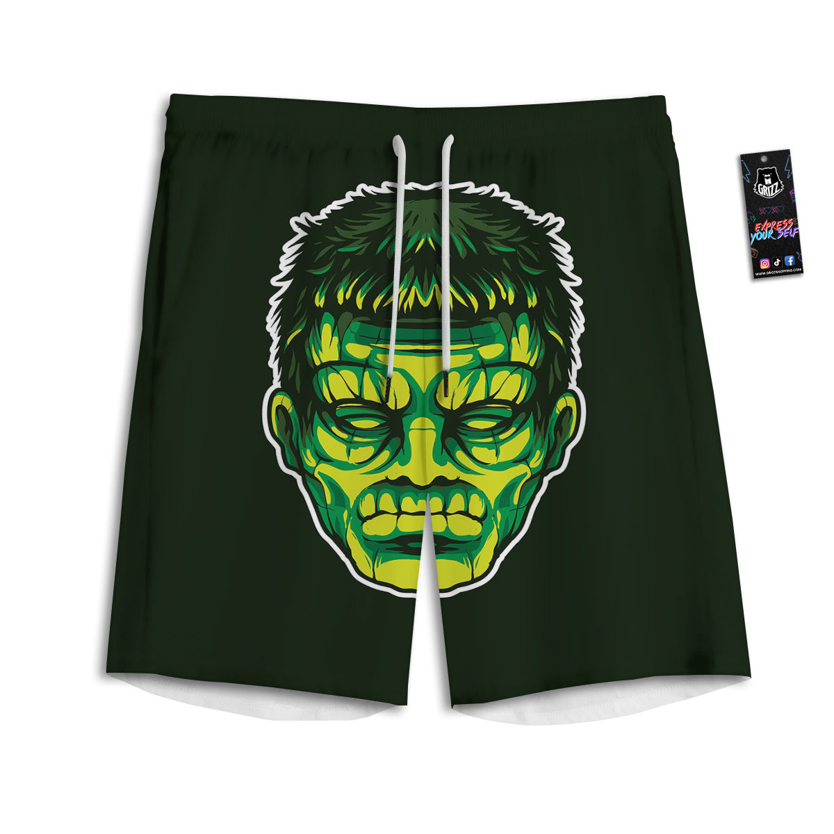 Frankenstein Cartoon Print Men's Athletic Shorts