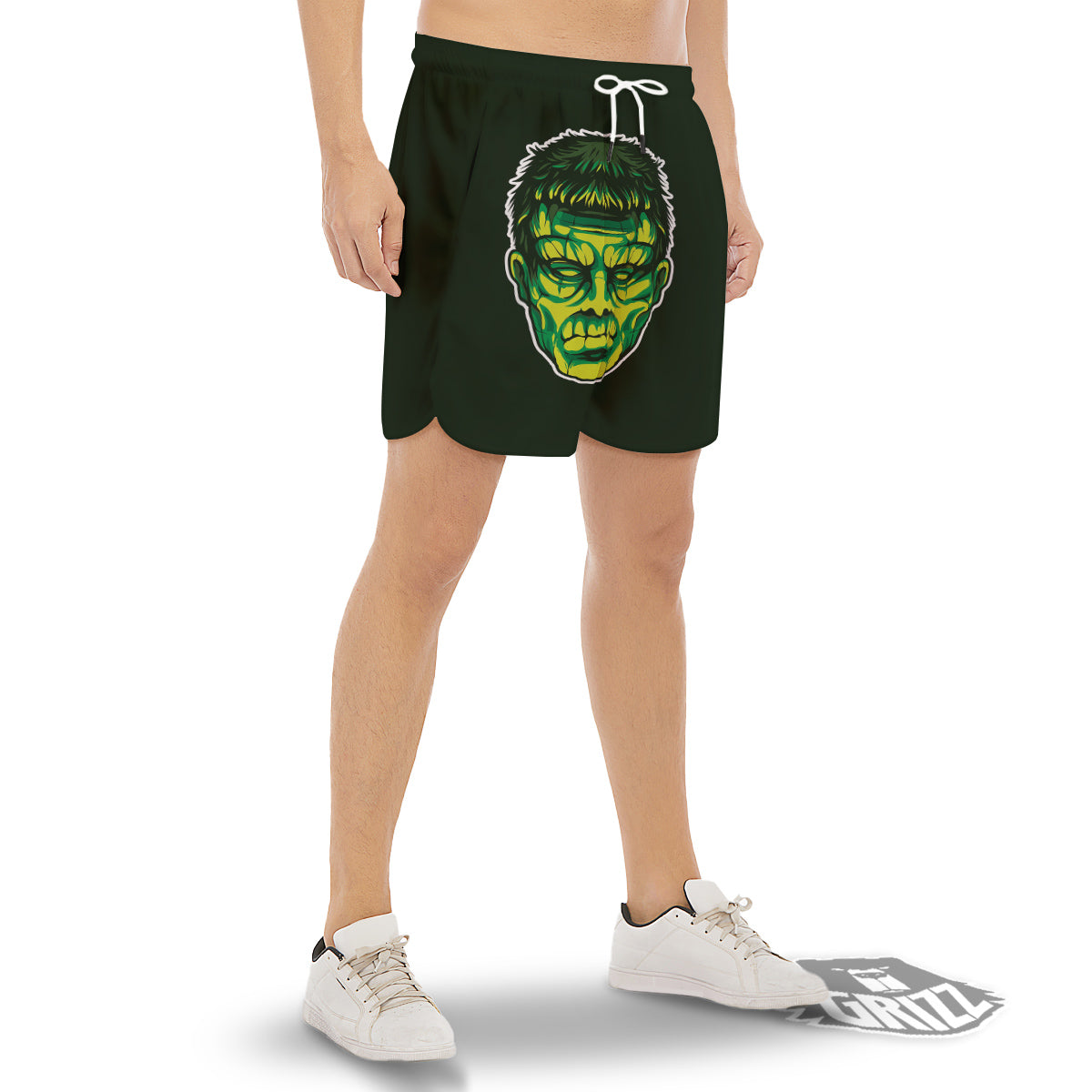 Frankenstein Cartoon Print Men's Gym Shorts-grizzshop