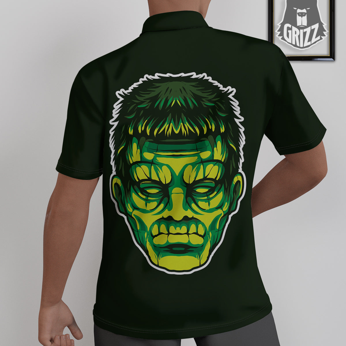 Frankenstein Cartoon Print Untucked Shirts-grizzshop