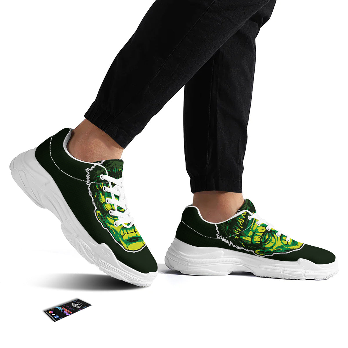 Frankenstein Cartoon Print White Chunky Shoes-grizzshop