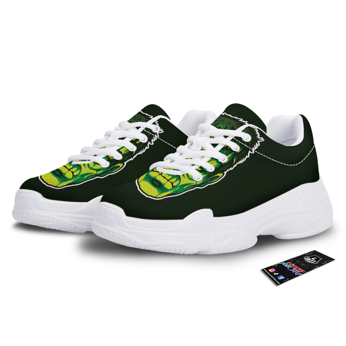 Frankenstein Cartoon Print White Chunky Shoes-grizzshop