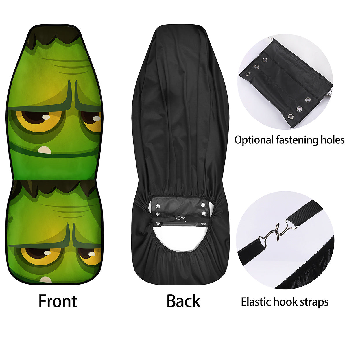 Frankenstein Face Cute Print Car Seat Covers-grizzshop