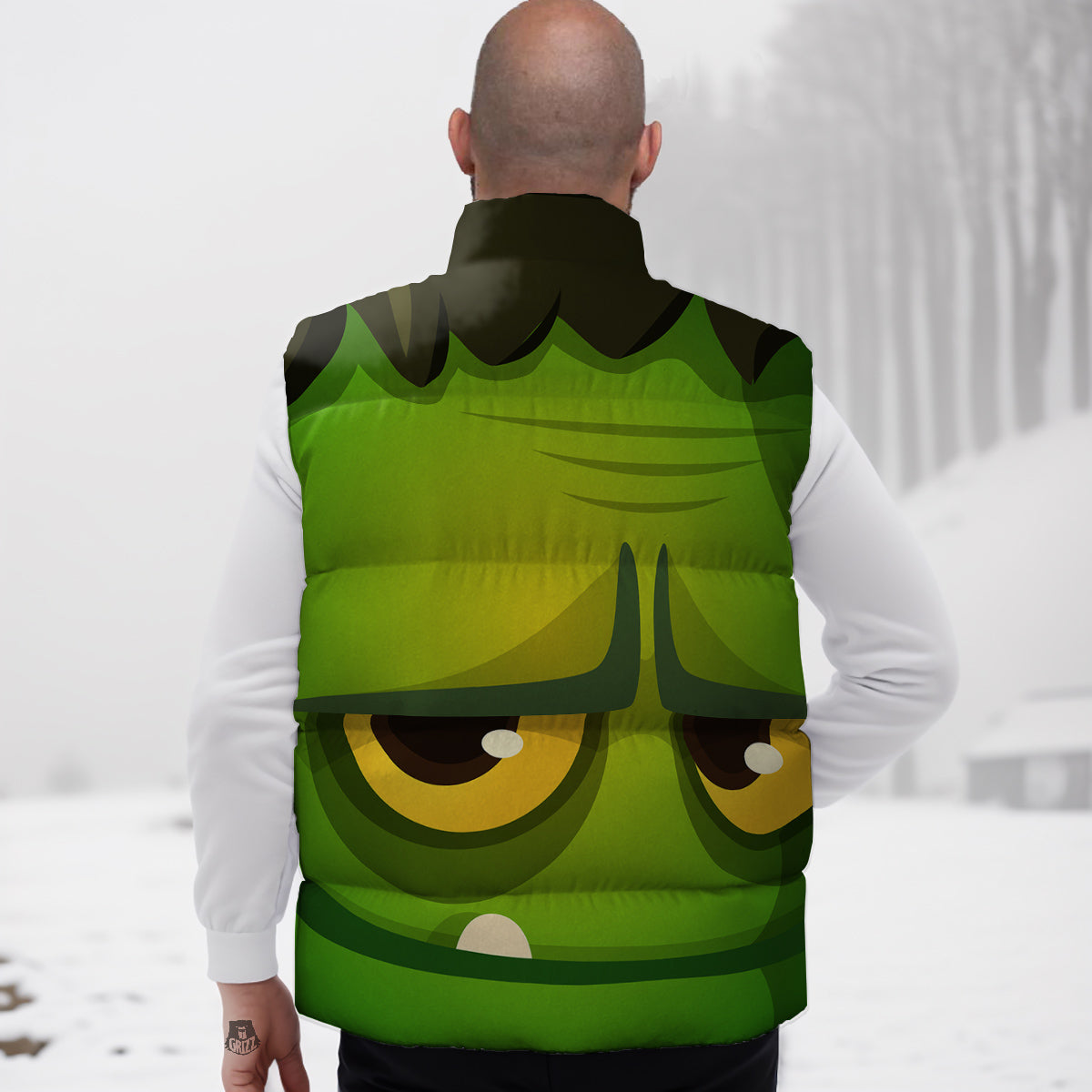 Frankenstein Face Cute Print Down Vest-grizzshop