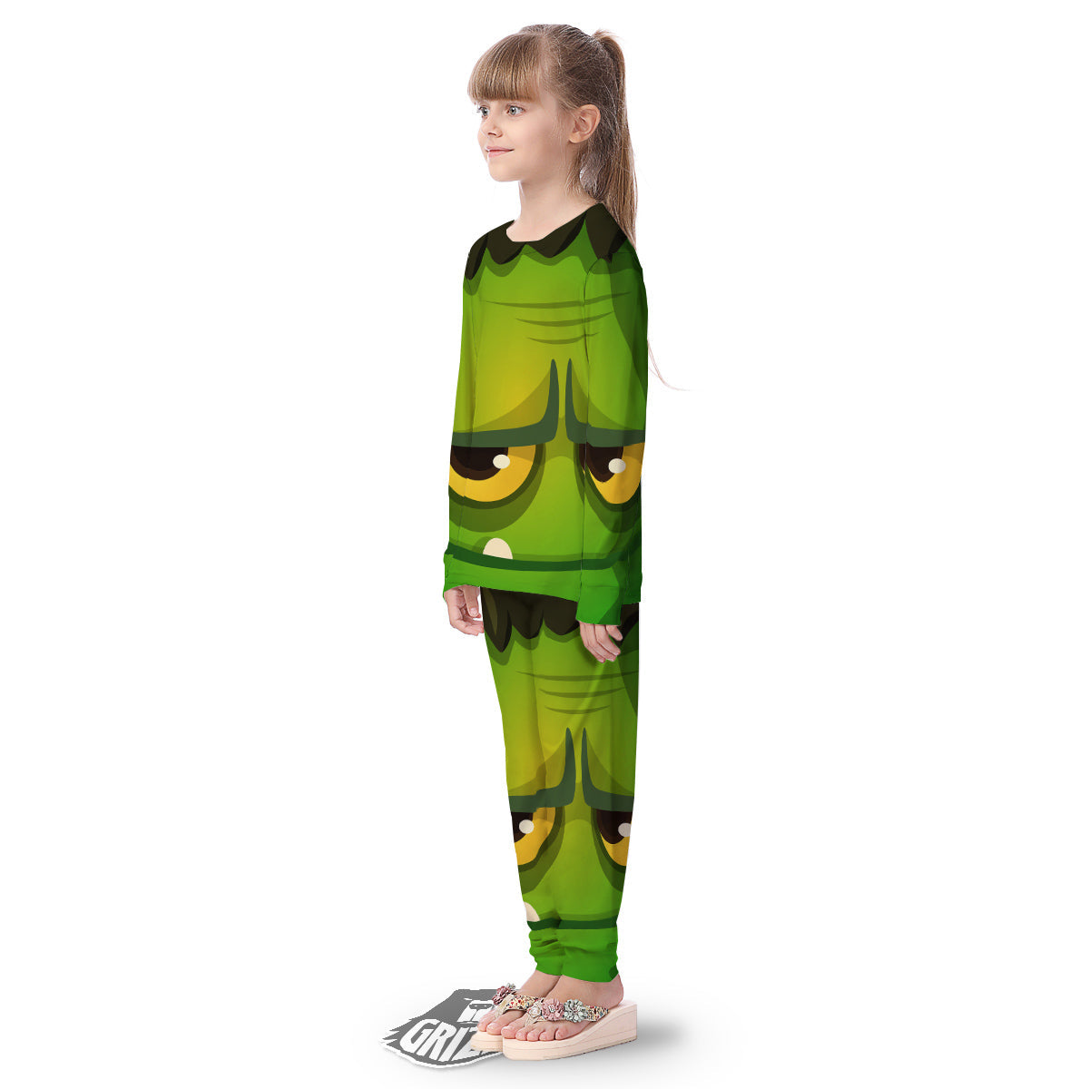 Frankenstein Face Cute Print Kid's Pajamas-grizzshop