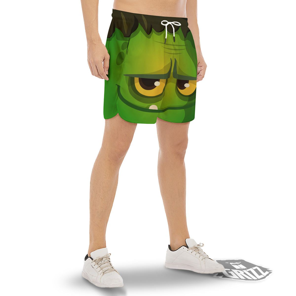 Frankenstein Face Cute Print Men's Gym Shorts-grizzshop