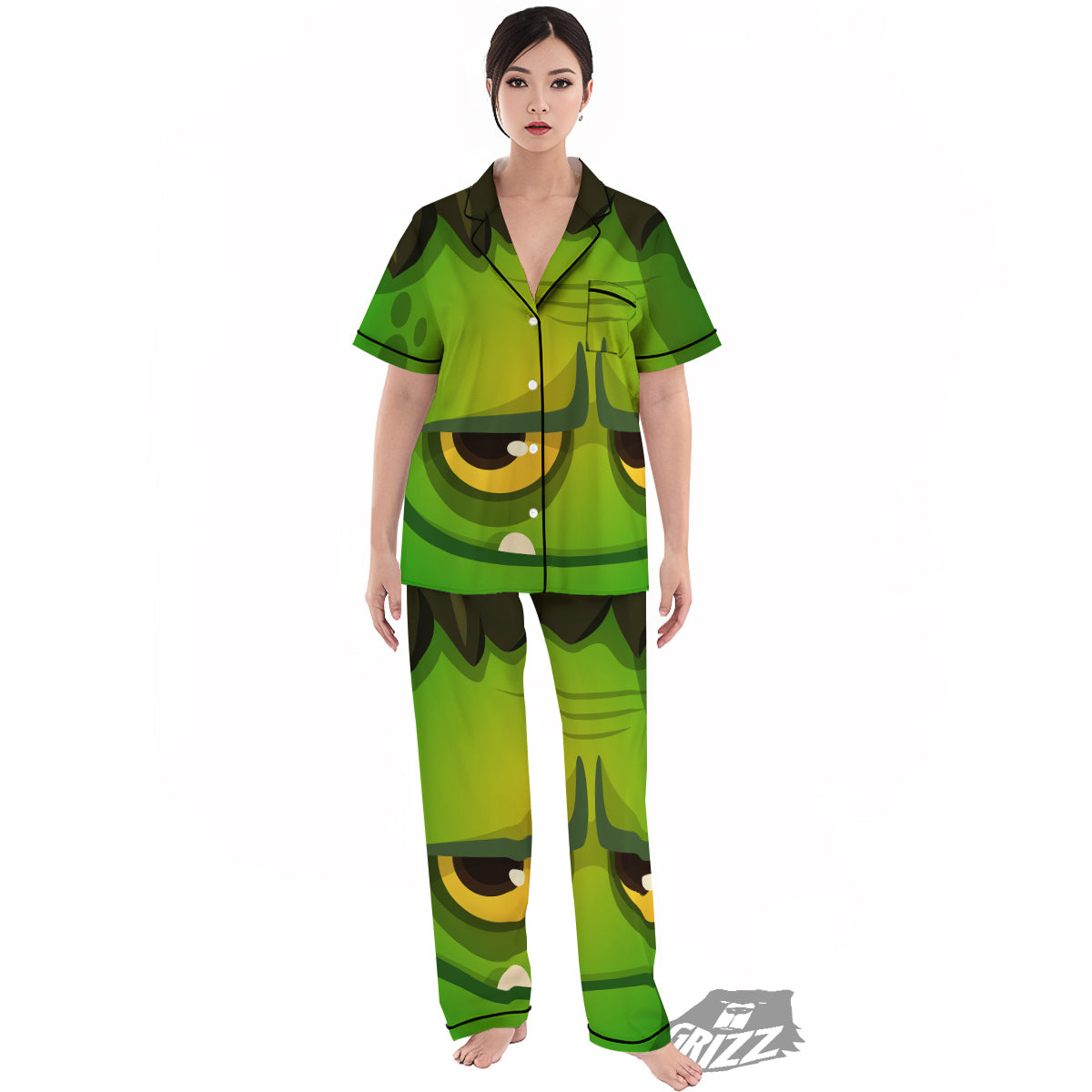 Frankenstein Face Cute Print Women's Pajamas Set-grizzshop