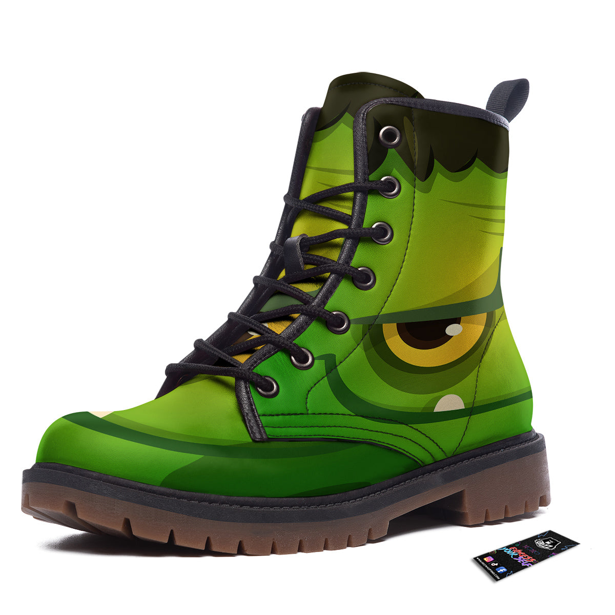 Frankenstein Face Cute Print Work Boots-grizzshop