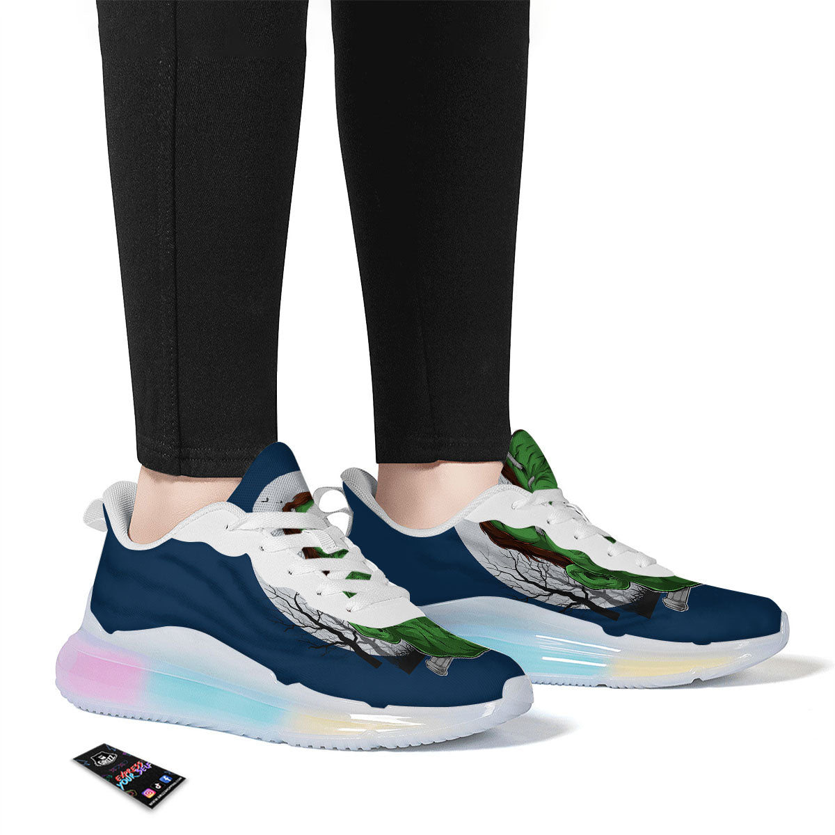 Frankenstein Face Halloween Character Print Running Sneakers-grizzshop