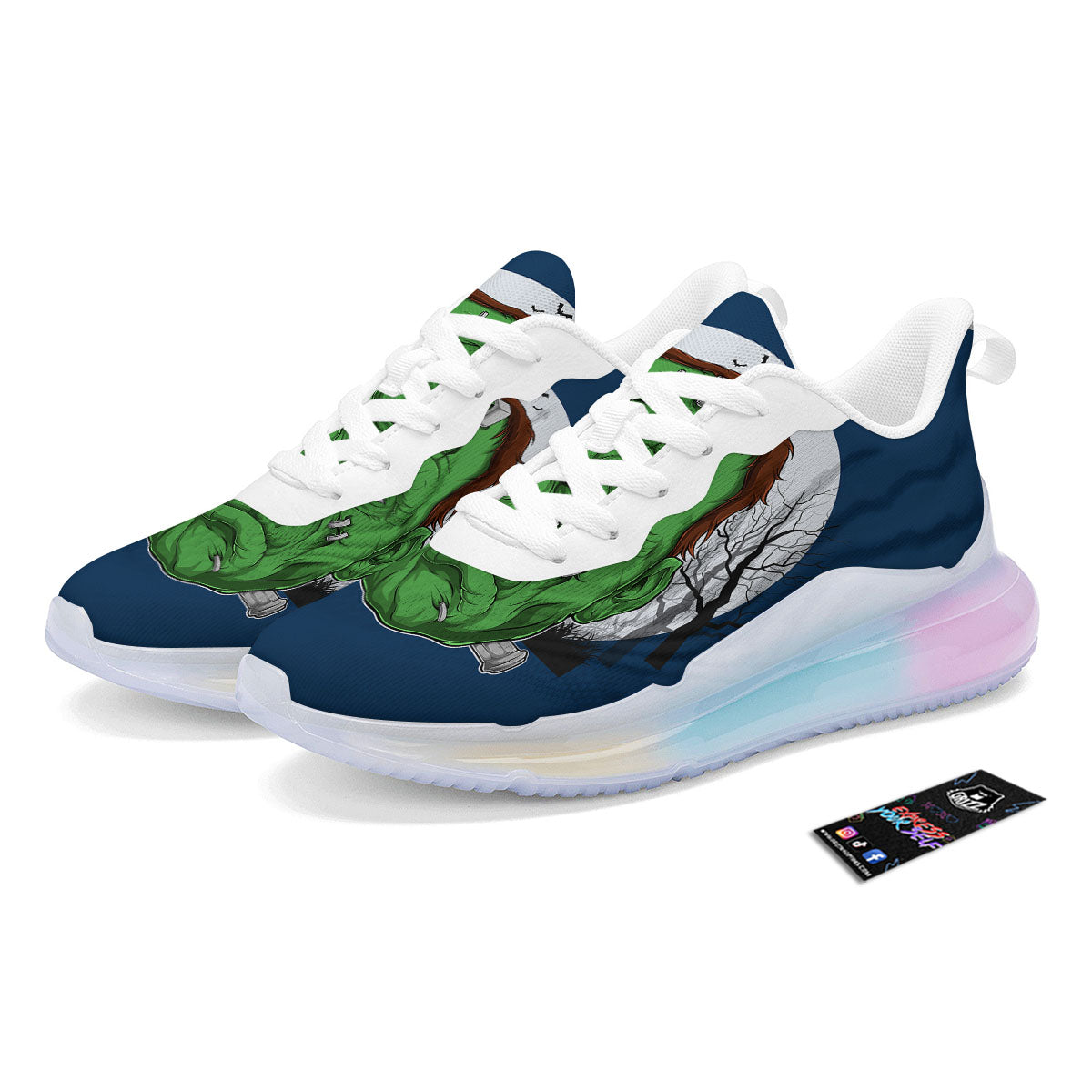Frankenstein Face Halloween Character Print Running Sneakers-grizzshop