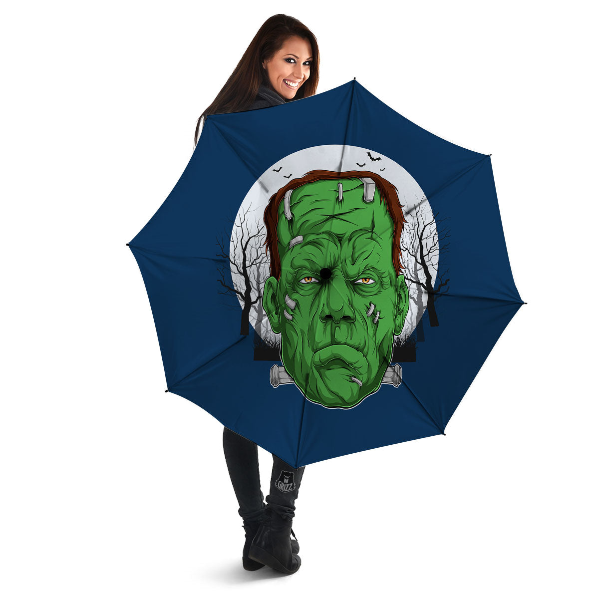Frankenstein Face Halloween Character Print Umbrella-grizzshop