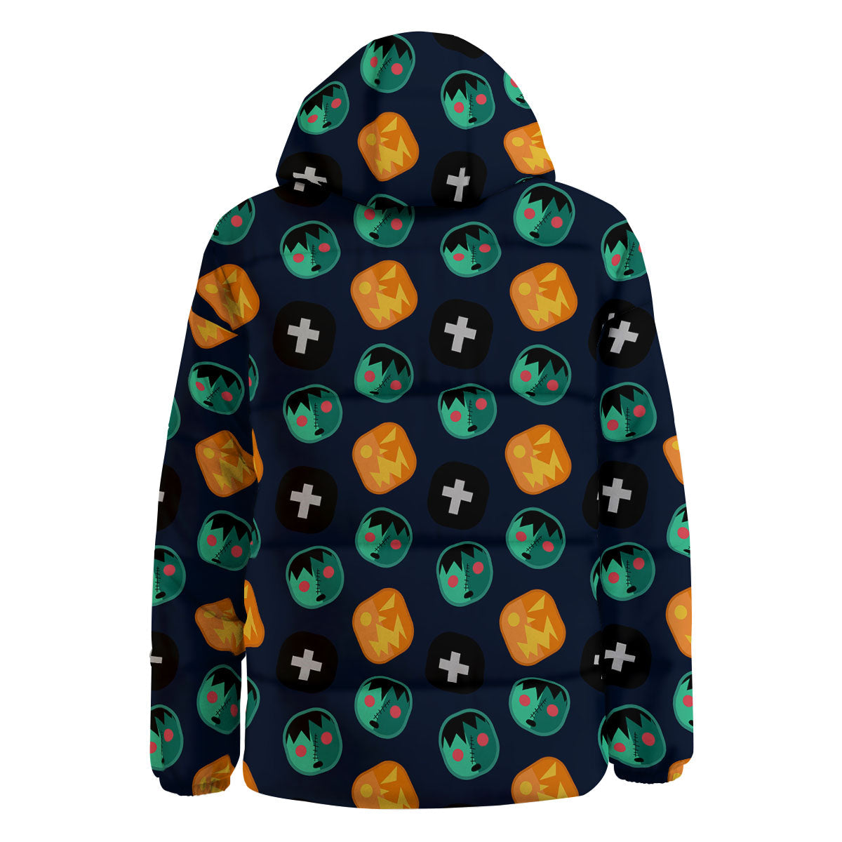 Frankenstein Face Halloween Print Pattern Down Jacket-grizzshop