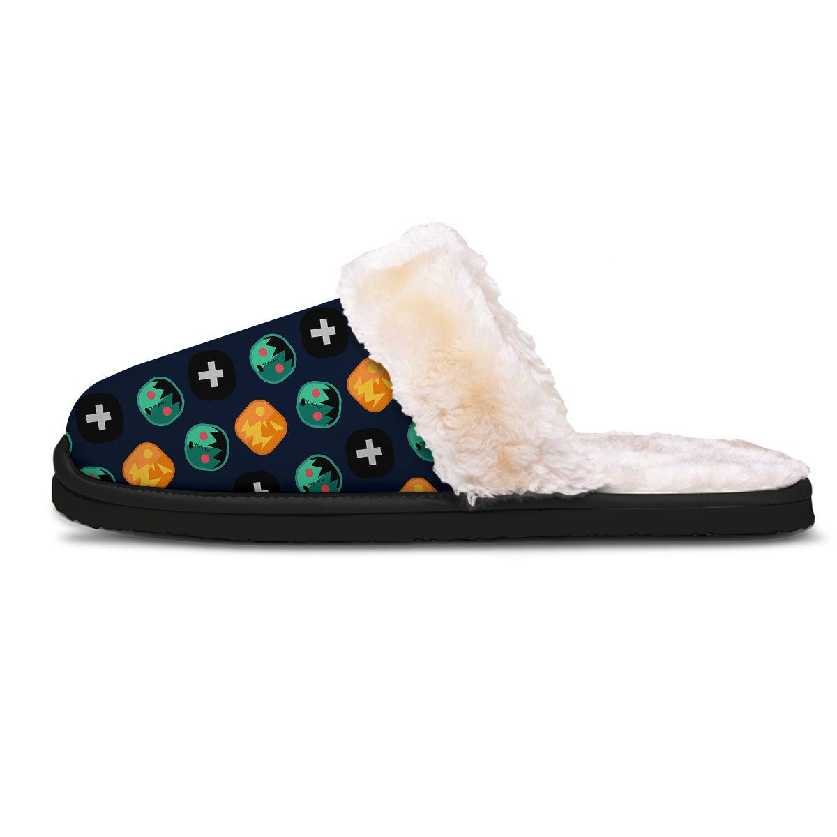 Frankenstein Face Halloween Print Pattern Slippers-grizzshop