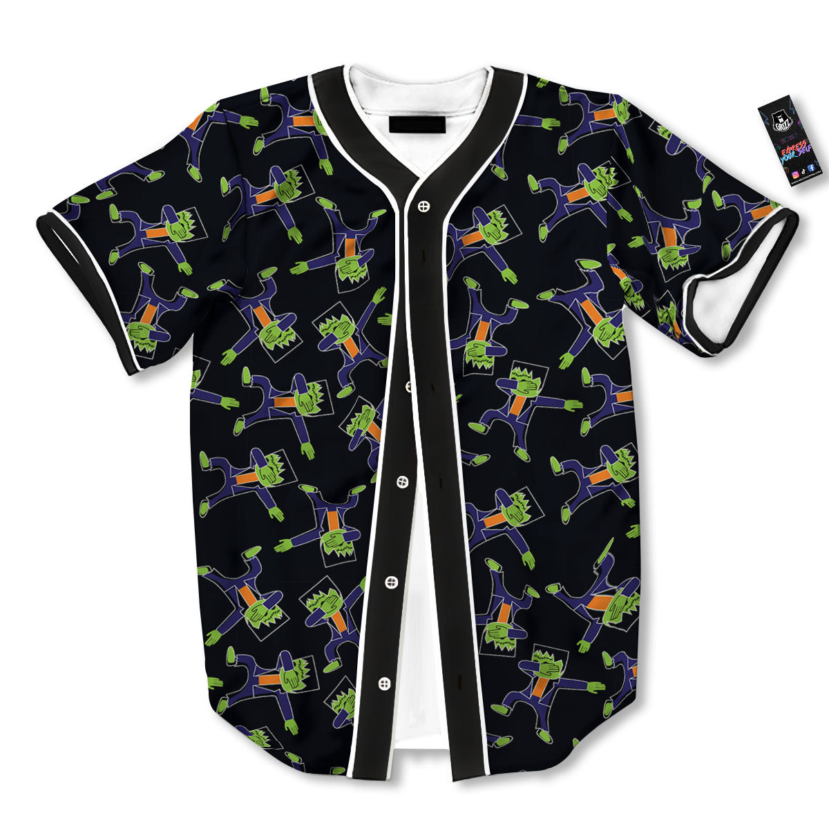 Frankenstein Halloween Print Pattern Baseball Jersey-grizzshop