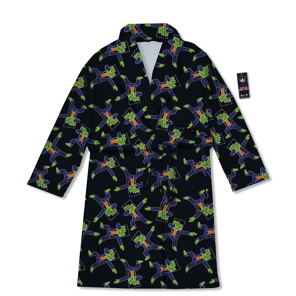 Frankenstein Halloween Print Pattern Bathrobe-grizzshop