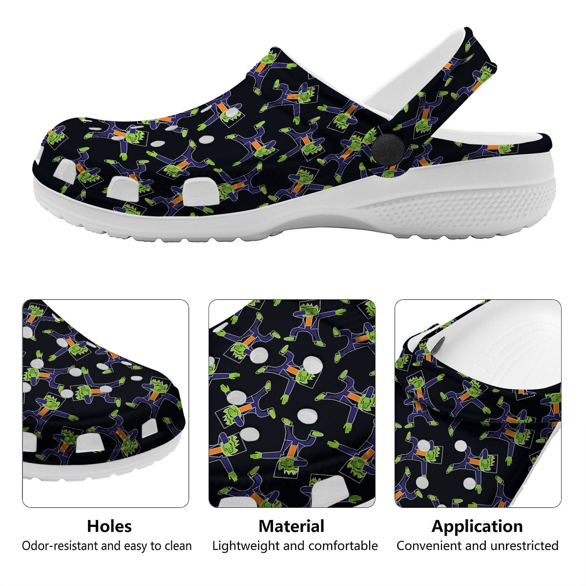 Frankenstein Halloween Print Pattern Clog-grizzshop