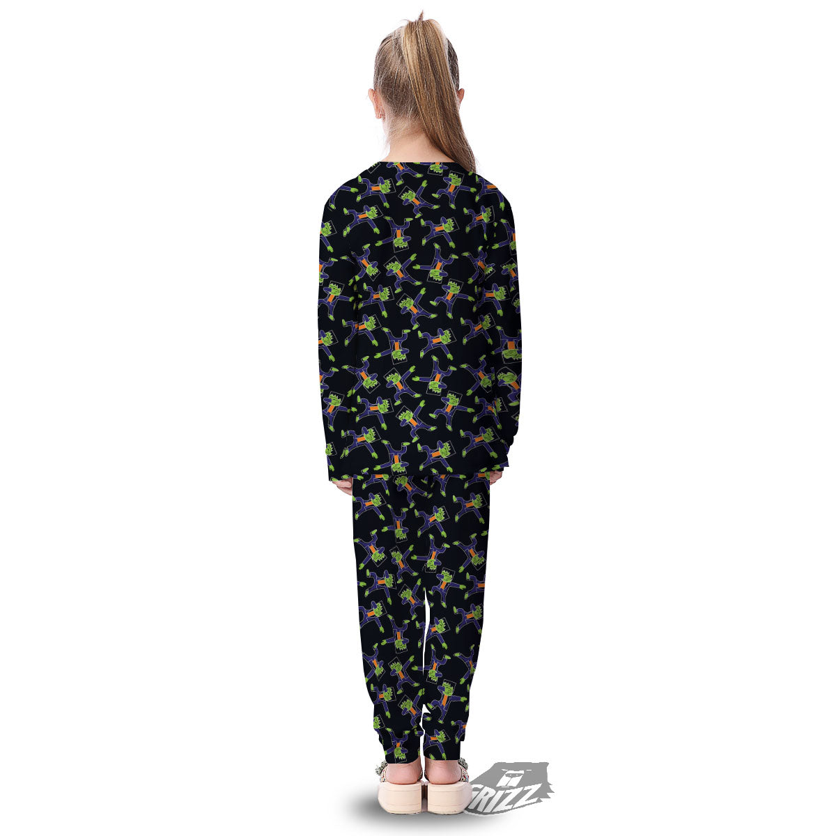 Frankenstein Halloween Print Pattern Kid's Pajamas-grizzshop