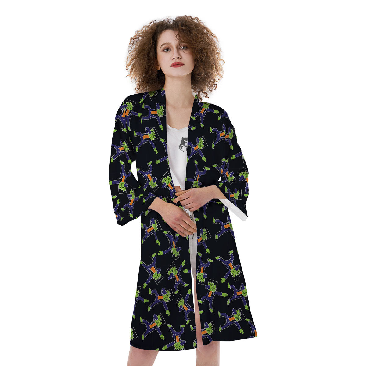Frankenstein Halloween Print Pattern Kimono-grizzshop
